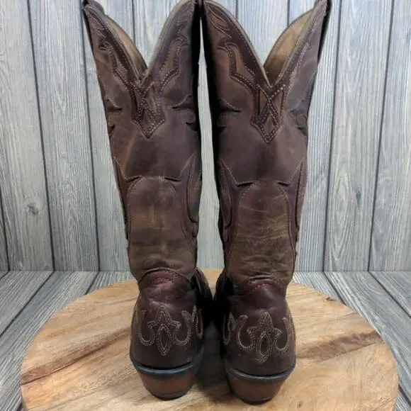 Boulet Leather Western Boots‎ Women Cowgirlcore Chic Overlay Cutout Sz 7 Canada - Picture 8 of 13